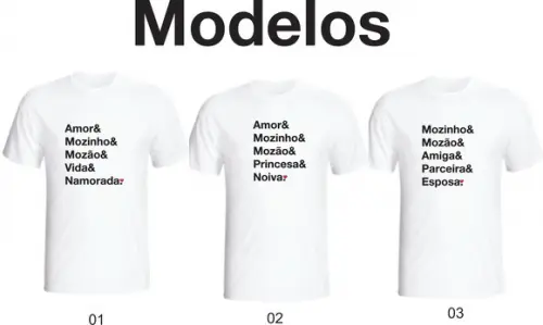 Camiseta Namorada - Noiva - Esposa - Personalizável