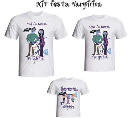 Camiseta Camiseta Vampirina - Kit C/03 Mãe, Pai, Filha