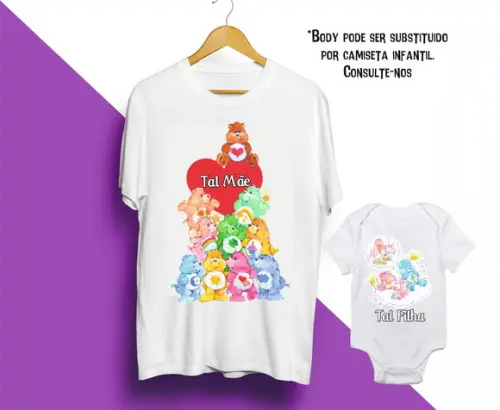 Camiseta Ursinhos Carinhosos Tal Mãe Tal Filha Kit C/02