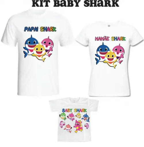 Camiseta BABY S.H.A.R.K Kit Família com 03 - Personalizada