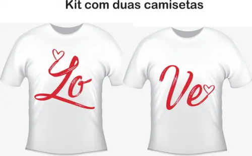 Camiseta Love - Kit Com 02 Camisetas - Namorados Casal