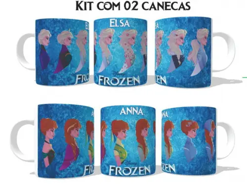 Caneca Frozen Elsa e Anna Fases Kit com 02 canecas