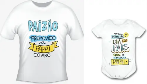 Camiseta Promovido A Papai Do Ano Kit C/2 Body E Camiseta