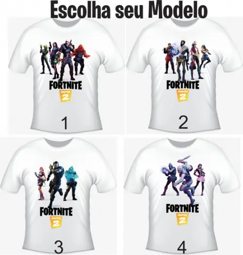 Camiseta F.O.R.T.N.I.T.E Chapter 2 - Escolha seu Modelo