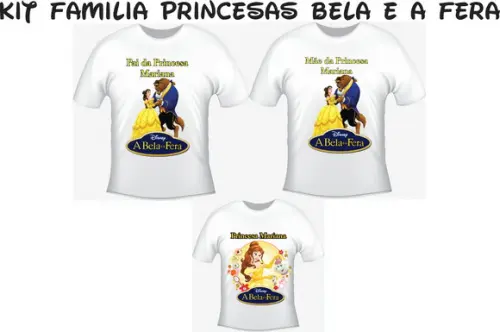 Camiseta Belle - Bela e a Fera -Kit com 03 camisetas