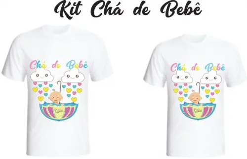 Camiseta Chá de Bebê Chuva de Bençãos - Amor - kit com 02