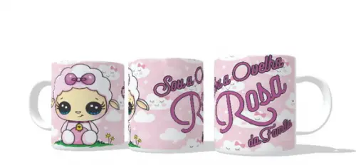 Caneca Café Ovelha Rosa Da Família