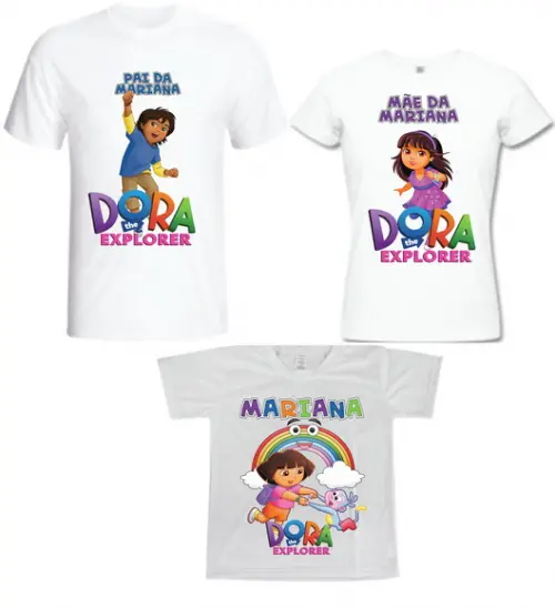 Camiseta Dora Aventureira Kit com 03 - Personalizada
