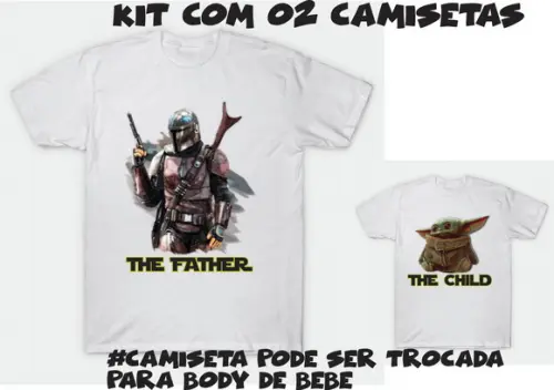 Camiseta kit com 02 The Mandalorian The child and The father