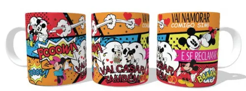 Caneca Vai Namorar Comigo Sim - Mickey e Minnie Namorados