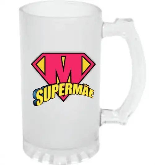 Caneca Chopp Zero Grau Super Mãe 475 Ml