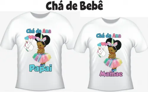Camiseta Chá De Bebê - Baby Menina Afro Unicórnio