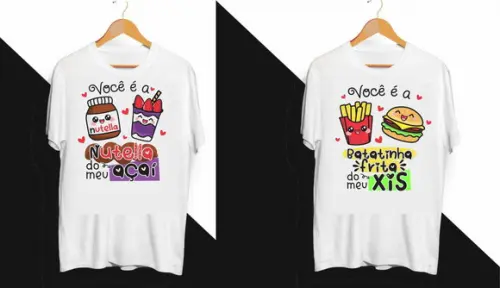 Camiseta Amor Declarações Fofas Açai e Nutela Xis e Batata