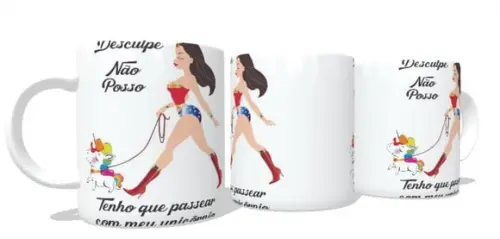 Caneca Unicórnio e Mulher Maravilha