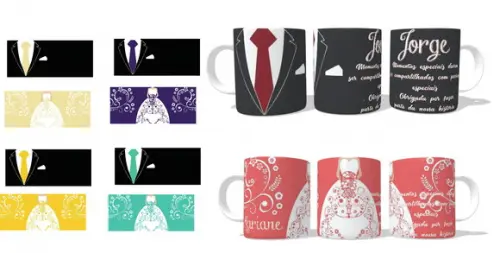 Caneca Casamento Kit C/02 Padrinho - Madrinha