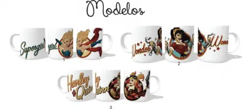 Caneca Supergirl, Harlley Quinn e Wonder Woman-escolha a sua