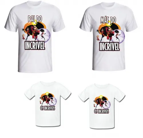 Camiseta Os Incríveis Kit /04 Camisetas - Personalizada