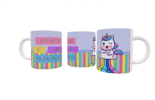 Caneca Abstrai e Finge Demência - Unicórnio Indelicado