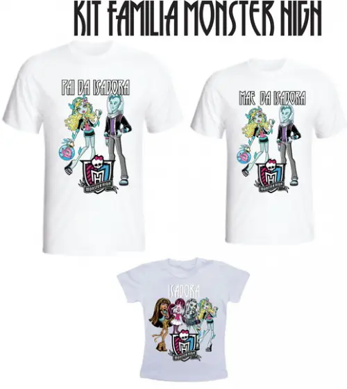Camiseta Monster High Kit /03 camisetas - Personalizada