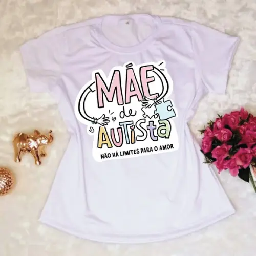 Camiseta Mãe de Autista Não Há Limites para o Amor