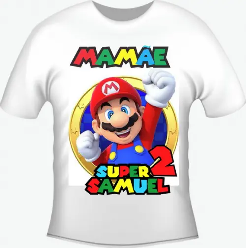 Camiseta Super Mario Personalizada Aniversário