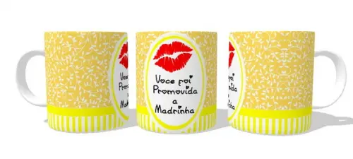 Caneca Convite Madrinha E Padrinho Casamento Kit Com 02