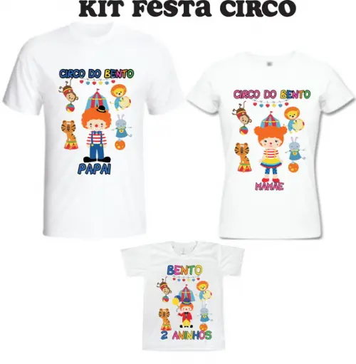 Camiseta Festa Circo Kit /03 camisetas - Personalizada