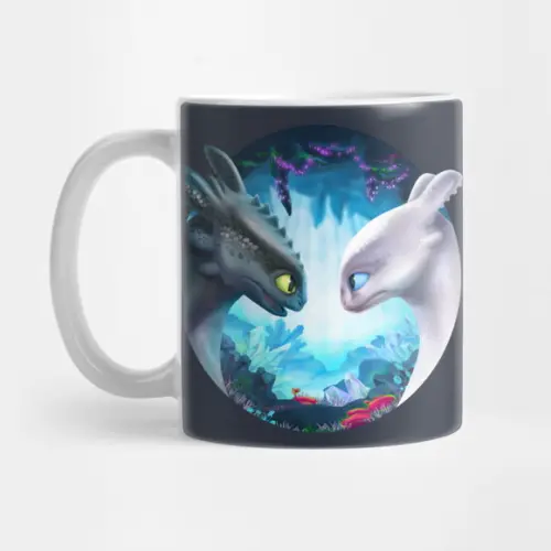 Caneca Toothless and Light Fury How to Train Your Dragon