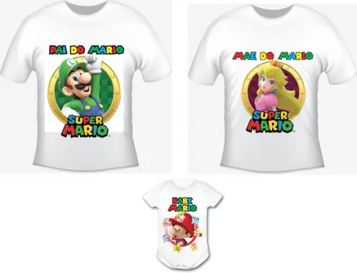 Camiseta Super Mario Kit /02 camisetas + body