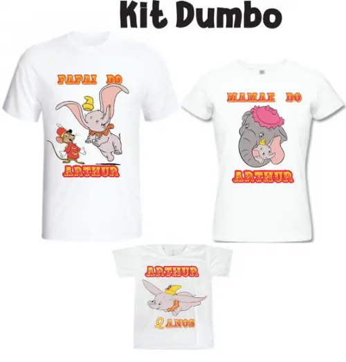 Camiseta Dumbo Kit C/03 camisetas personalizadas