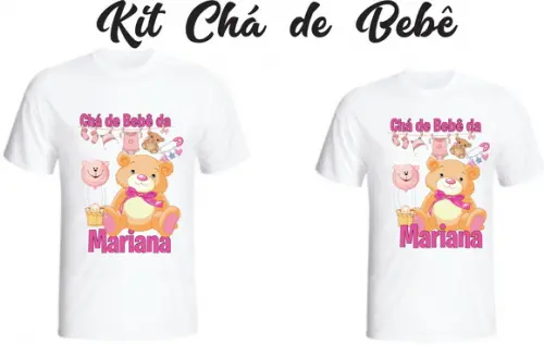 Camiseta Chá de Bebê Ursinha kit c/02 - Personalizada