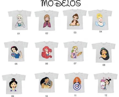 Camiseta Princesas Faces - Escolha Seu Modelo
