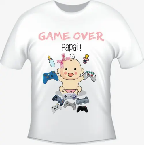 Camiseta Papai Game Over - Pai de Menina