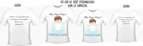 Camiseta Chá de Bebê - Anjinho Menino - Kit C/02 Camisetas
