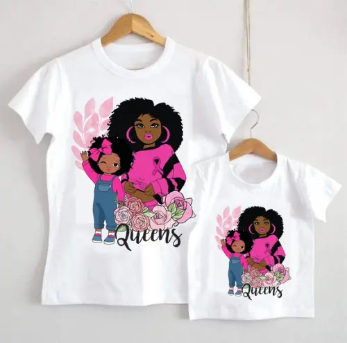 Camiseta Queens Rainhas Negras Kit /02 camisetas Mãe e Filha