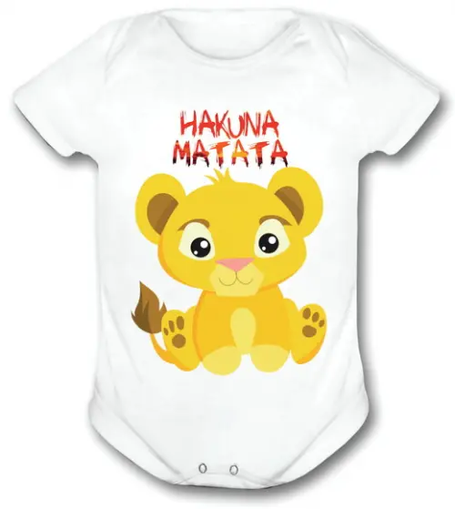Body Para Bebê Simba - Rei Leão - Hakuna Matata