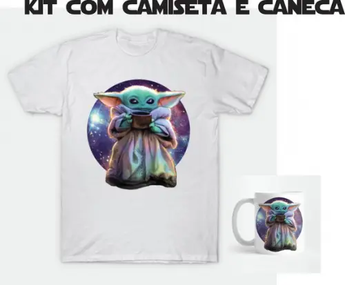 Camiseta Baby Yoda + Caneca Baby Yoda Mandalorian