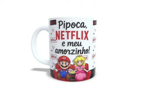 Caneca Mario e Peach Namorados Amorzinhos