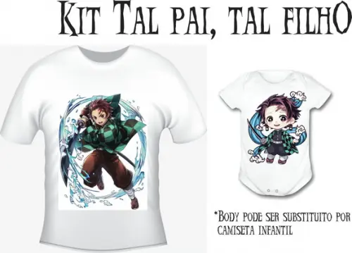 Camiseta e Body Tal Pai Tal Filho Tanjiro Demon Slayer