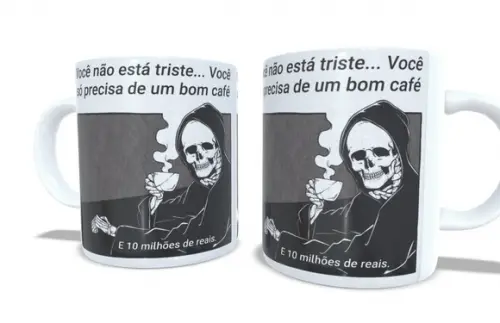 Caneca Voce Não Está Triste Só Precisa de Um Bom Café Caveir