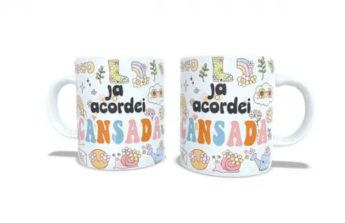Caneca Já Acordei Cansada Groovy