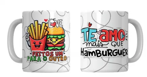 Caneca Te Amo Mais Que Hamburguer Namorados