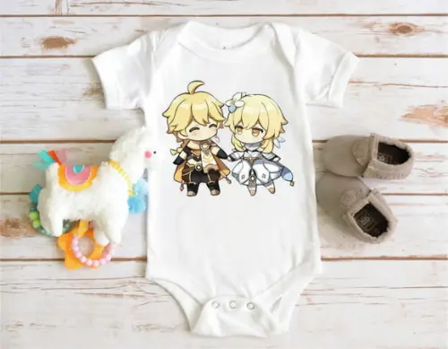 Body para Bebe Genshin Impact Lumine e Aether