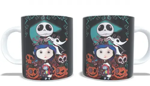 Caneca Coraline e Jack Skellington