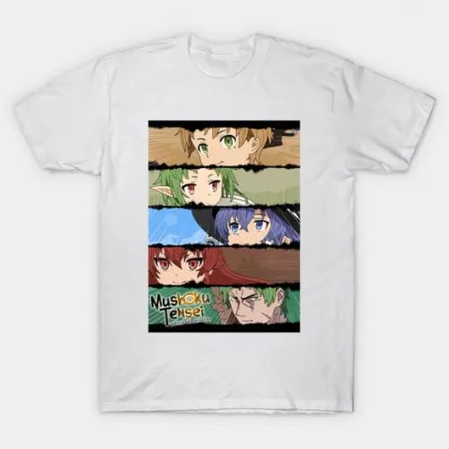 Camiseta Mushoku Tensei: Rudeus X Sylphiette X Roxy X Eris