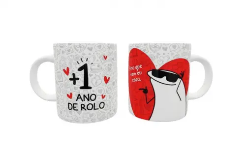 Caneca Flork Bento +1 Ano de Rolo Namorados Noivos