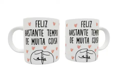 Caneca Feliz Bastante Tempo de Muita Coisa - Flork Sincero