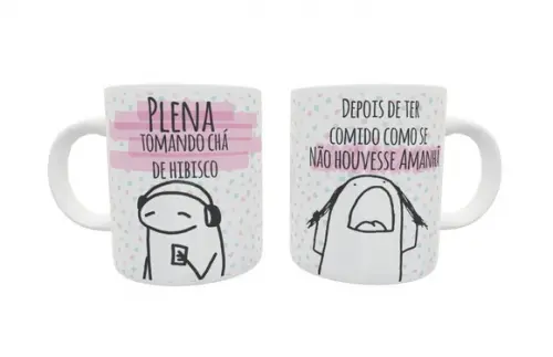 Caneca Plena Tomando Chá de Hibisco - Flork Sincero