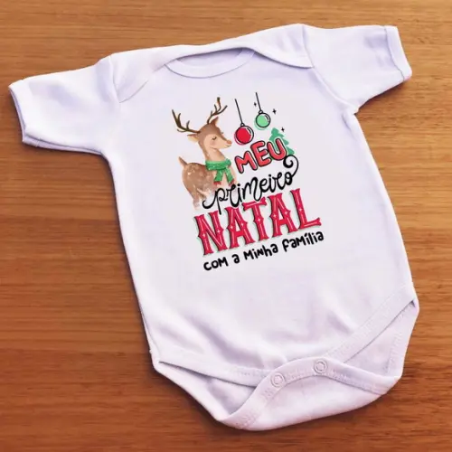 Body para Bebê Meu Primeiro Natal com a Minha Família