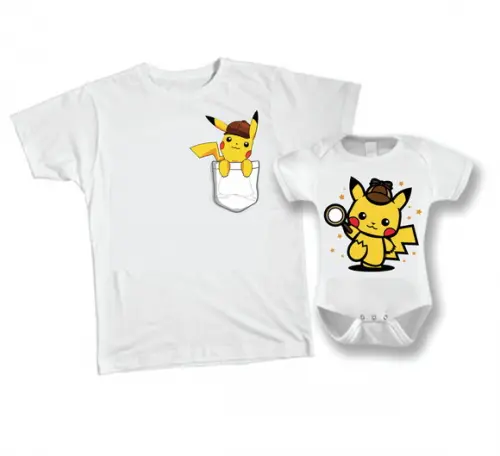 Camiseta Detetive P.i.k.a.c.h.u. kit /02 Body e Camiseta